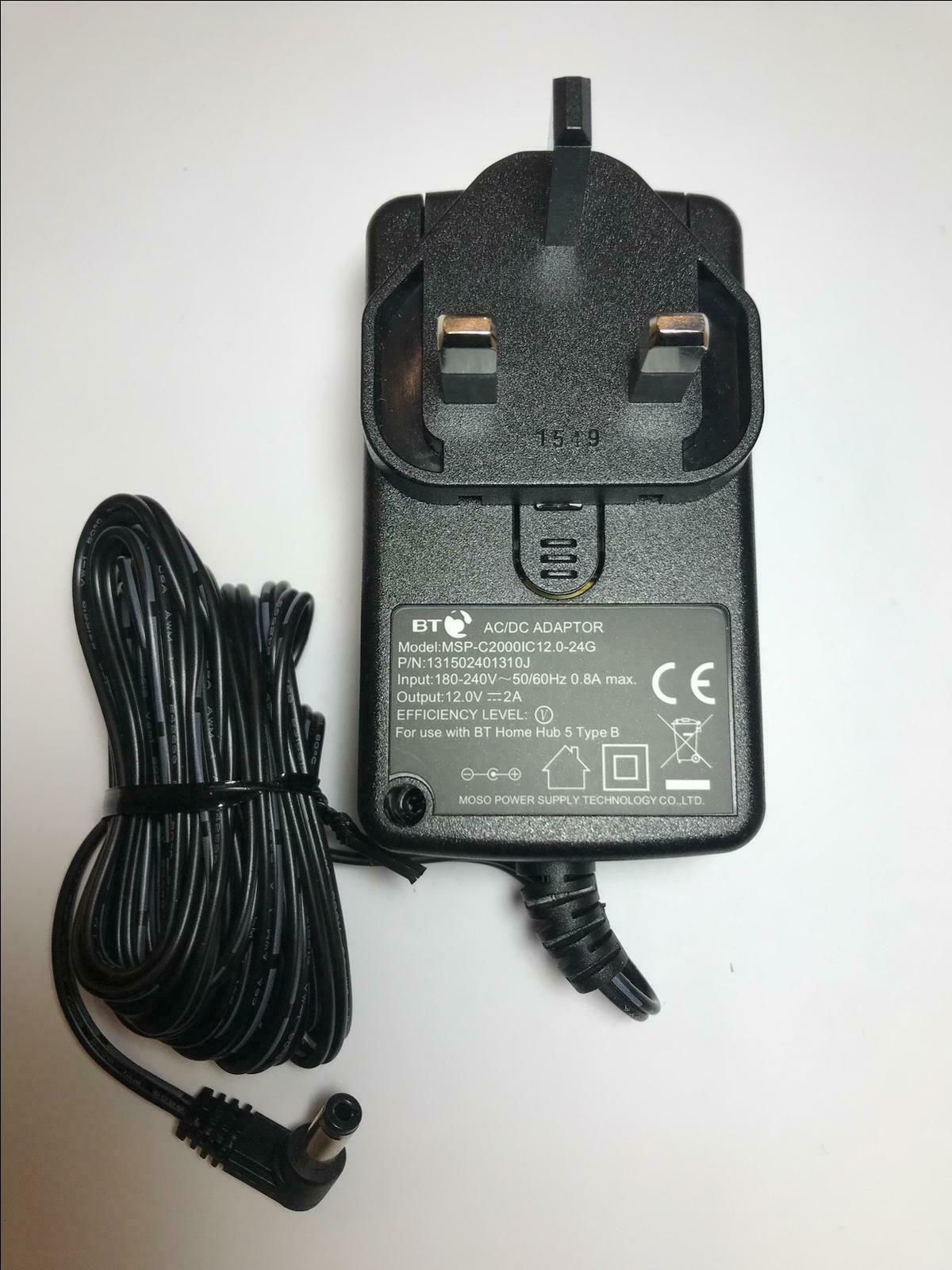 New BT MSP-C2000IC12.0-24G 131502401310J AC-DC Adapter 12.0V 2.0A
